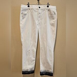 WHBM Women's White The Slim High Rise Crop Straight-Leg Jeans, Size 14